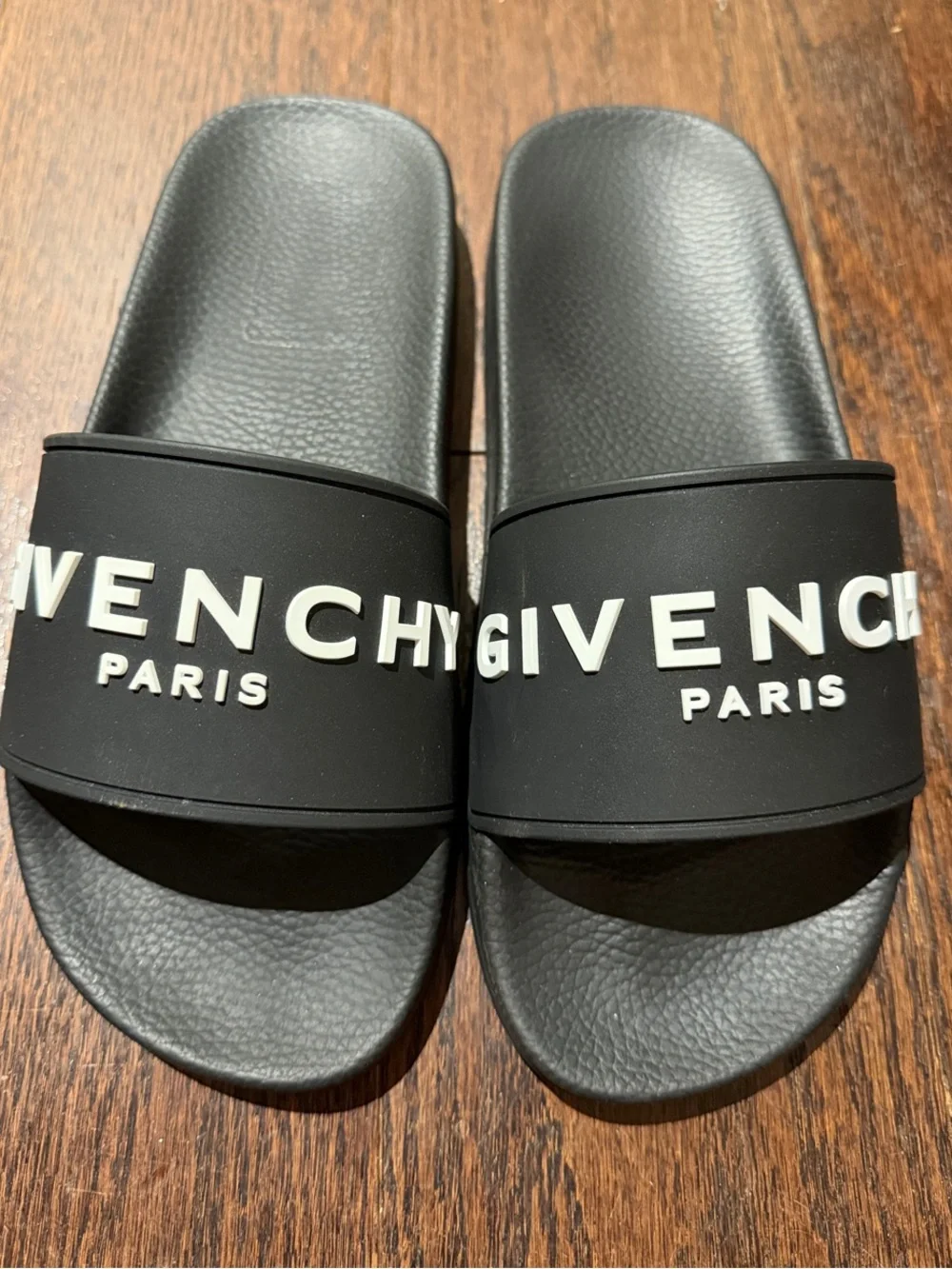 Givenchy Black Slides with White Raised Logo